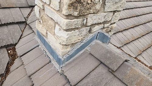 Precision Roof Crafters Before Roof Maintenance Chimney Flashing Work In Florence Texas