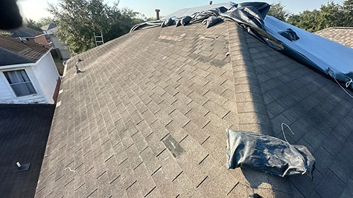 Precision Roof Crafters Asphalt Shingle Before Roof Replacement Work In Houston Texas